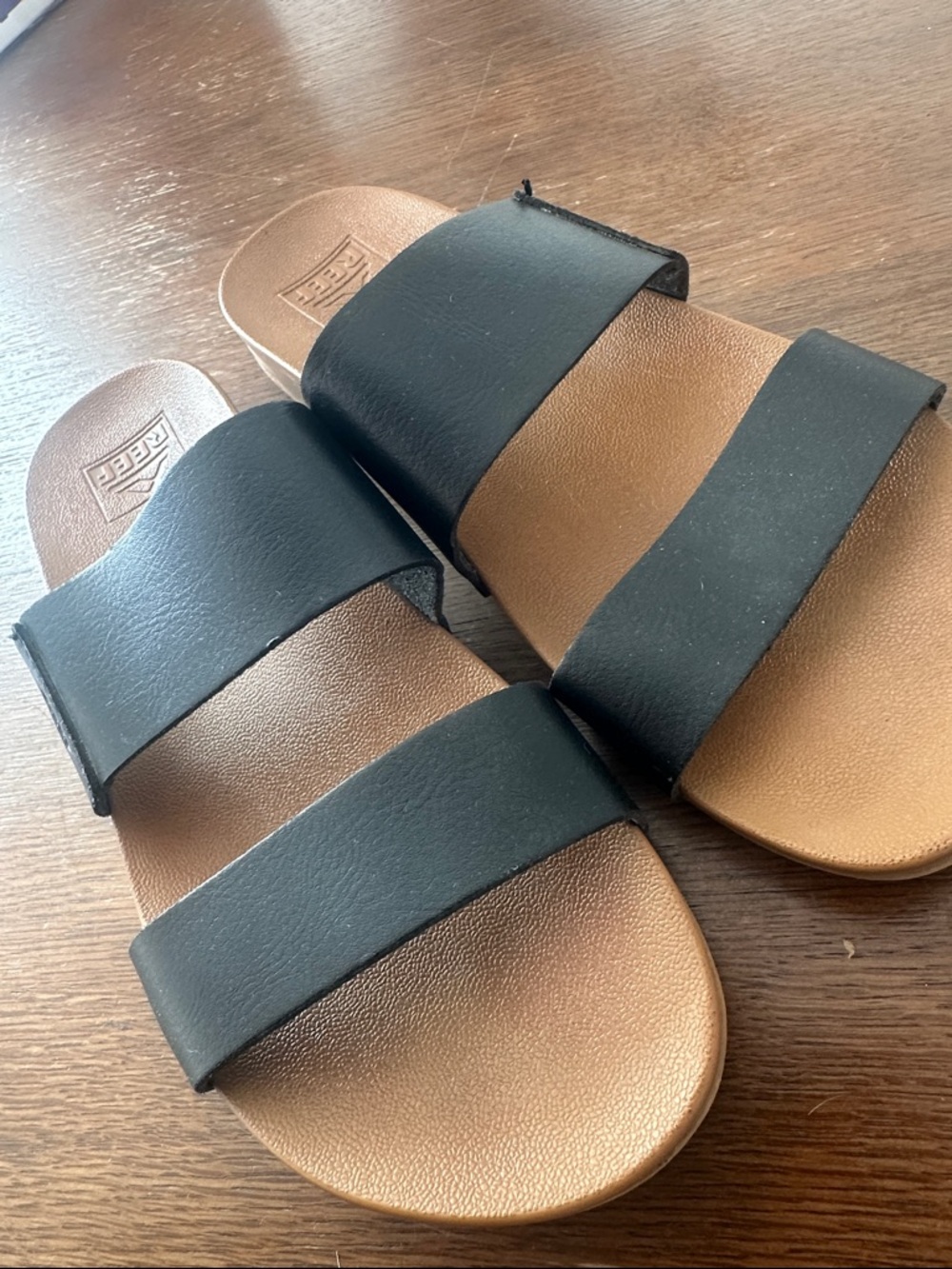 Reef women's Slide Sandals in Tan and Black